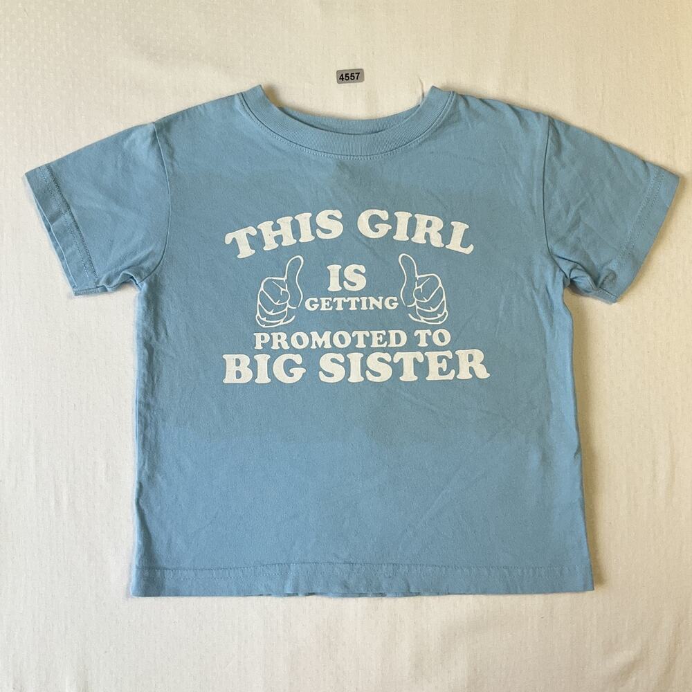 Rabbit Skins Girls Shirt 3T Blue Getting Promoted To Big Sister Short Sleeve